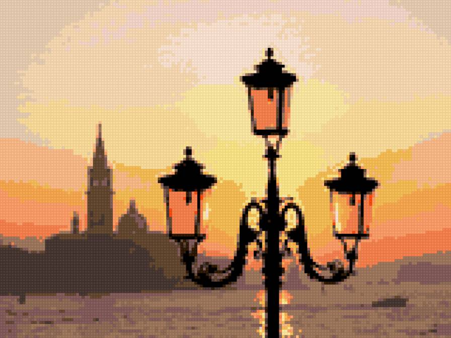 Фонарь на фоне собора - италия, фонарь, вечер - предпросмотр