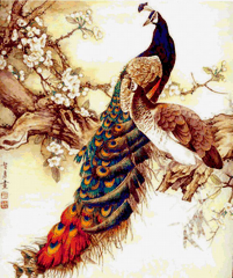 китайская живопись - китайская живопись, природа, китай, птицы, картина - предпросмотр