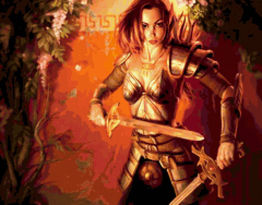 девушка-воин - эльфы, феи, девушка, фентези, любовь - предпросмотр