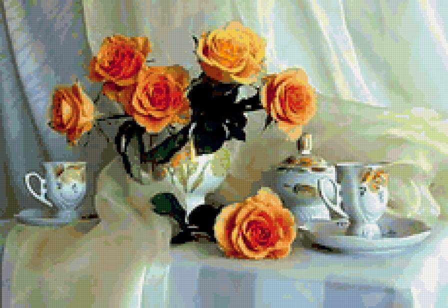 натюрморт - букет, розы, натюрморт, природа, цветы, романтика - предпросмотр