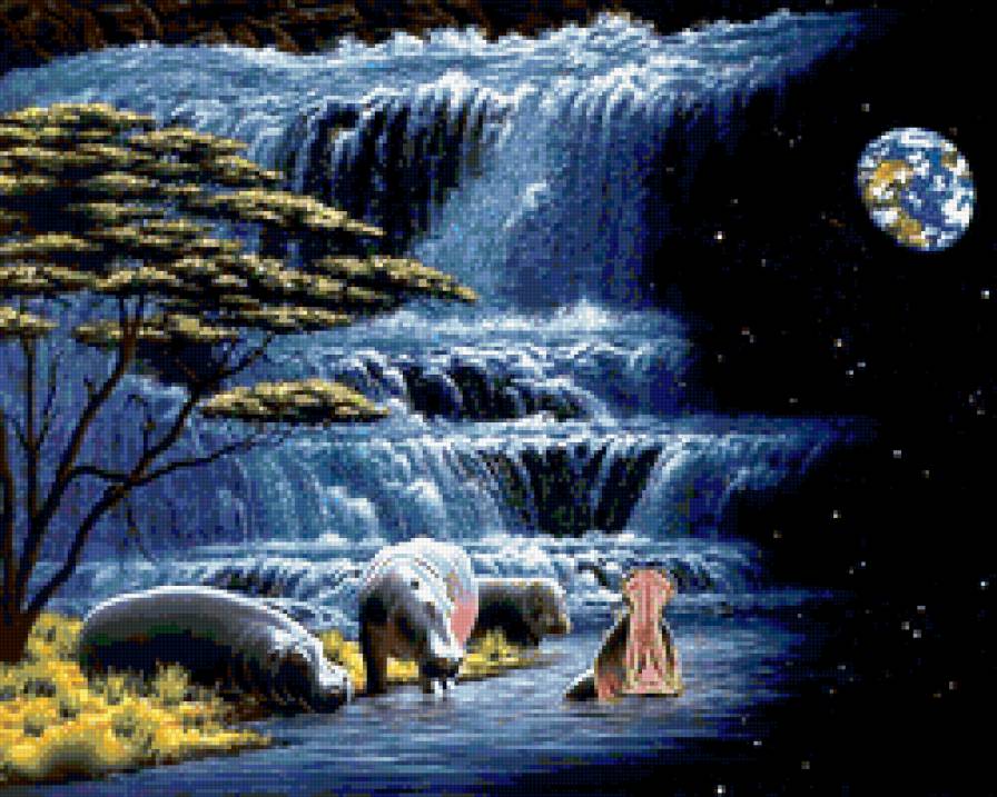 фауна - бегемот, картина, животные, природа, фауна - предпросмотр