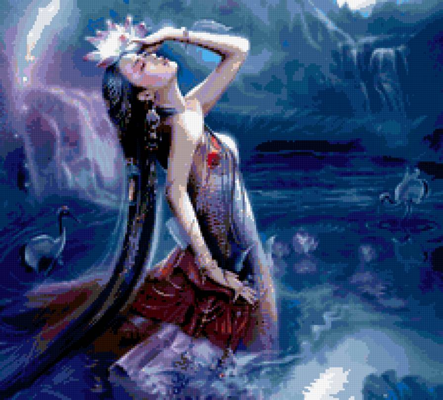 девушка - красота, одиночество, любовь, картина, вода, девушка - предпросмотр