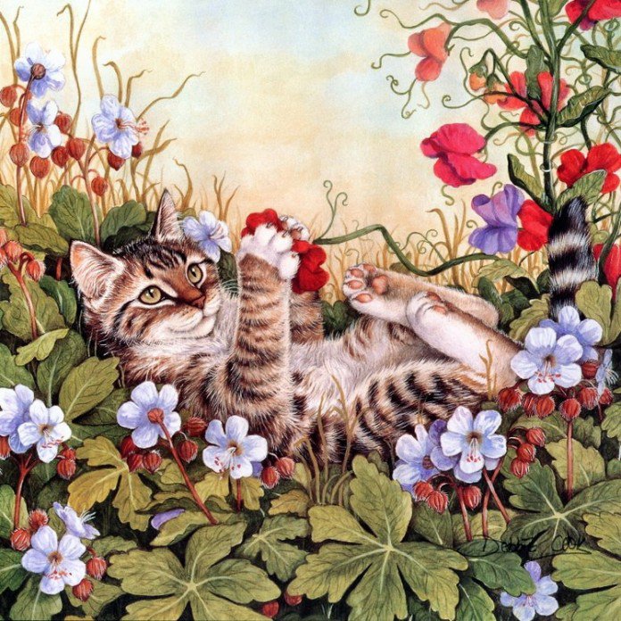 Коты - кот, цветы - оригинал