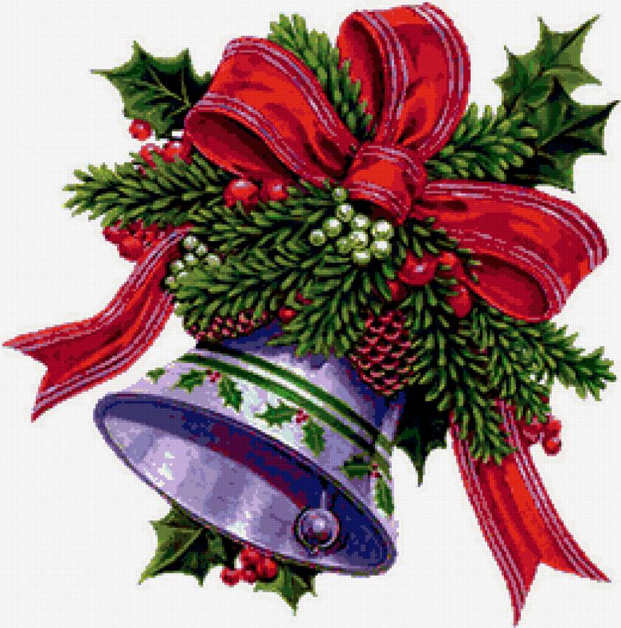 №186377 - колокольчик, новый год, еловая ветка, праздник - предпросмотр