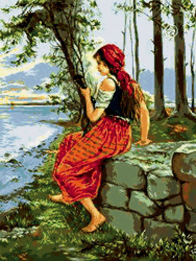 цыганка - картина, девушка, одиночество, любовь, красота - предпросмотр