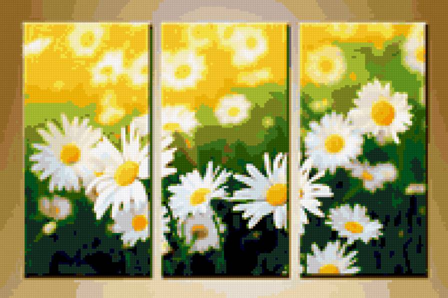 триптих ромашки - предпросмотр