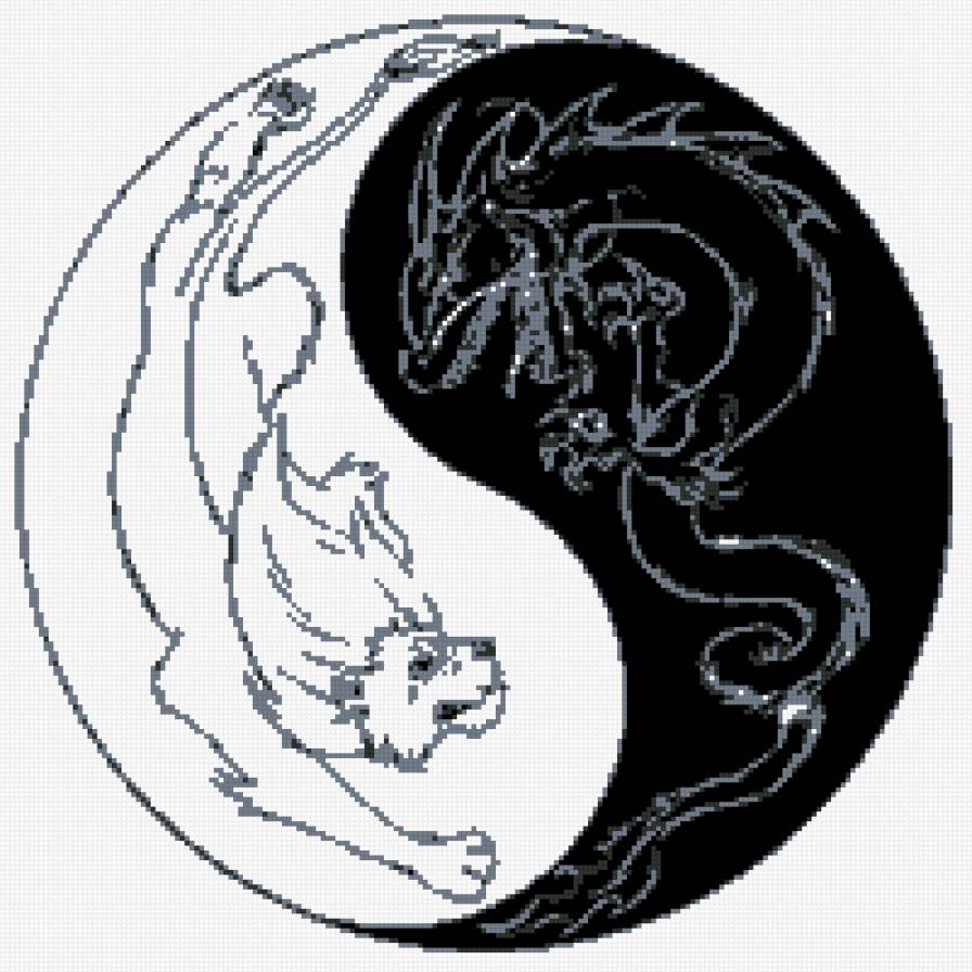 борьба - дракон, инь-янь, лев - предпросмотр