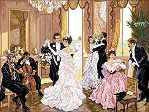 на балу - люди, дамы, картина, природа, классика - оригинал