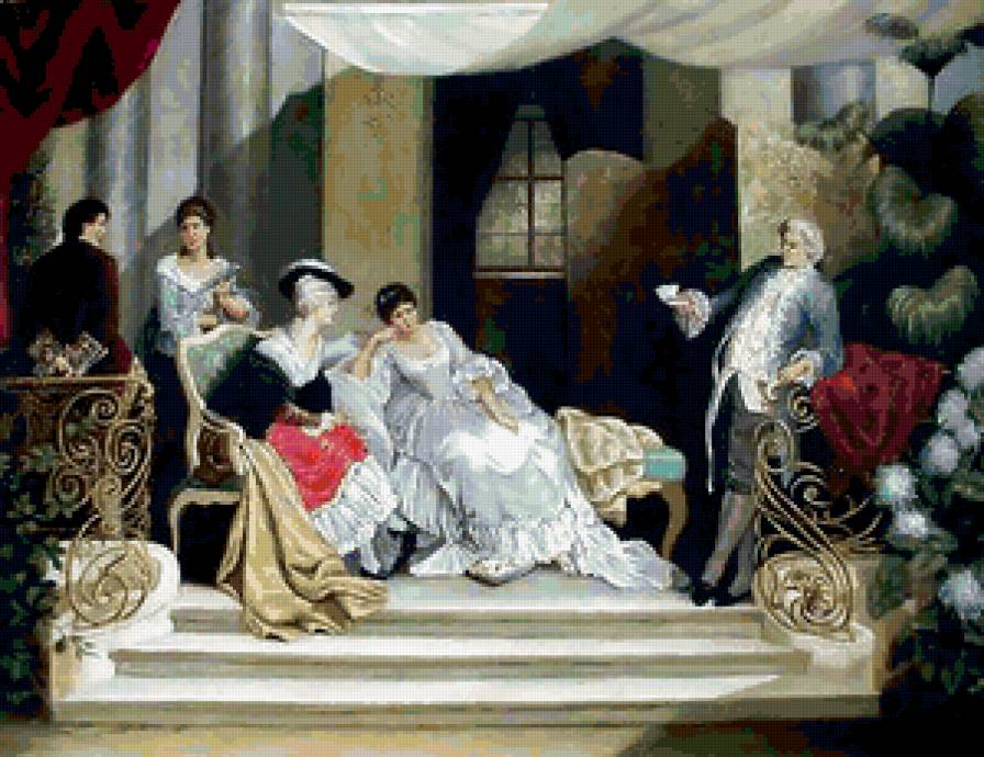 высшее общество - картина, люди, дамы, любовь, природа, классика - предпросмотр