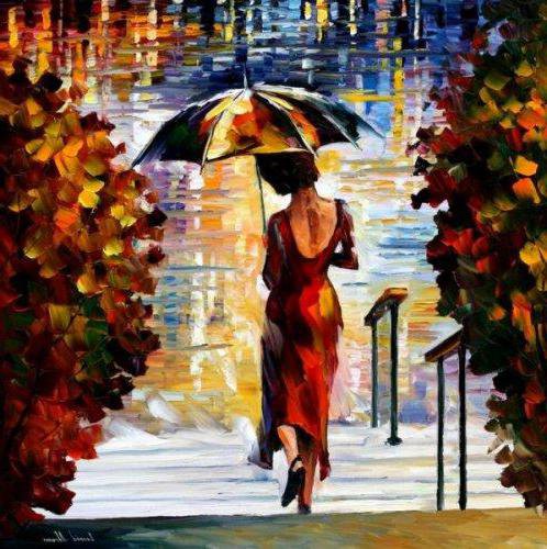 дождь - девушка, картина, одиночество, любовь, красота - оригинал