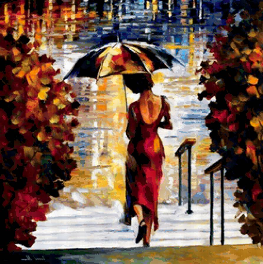 дождь - одиночество, картина, любовь, красота, девушка - предпросмотр