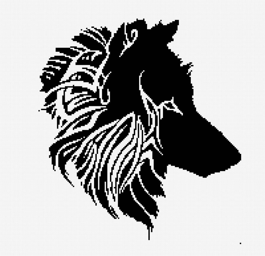 волк - монохром, животные, волк - предпросмотр