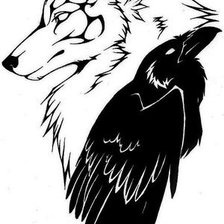 Схема вышивки «волк и ворон»