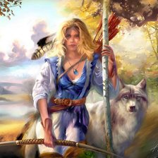 Схема вышивки «девушка и волк»