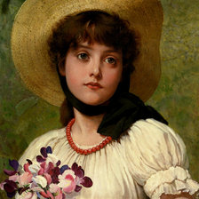 девушка в шляпе и цветами