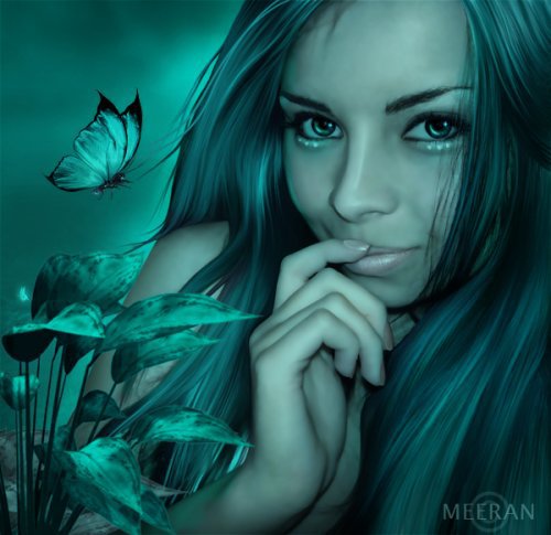 девушка и бабочка - бабочка, девушка, портрет - оригинал