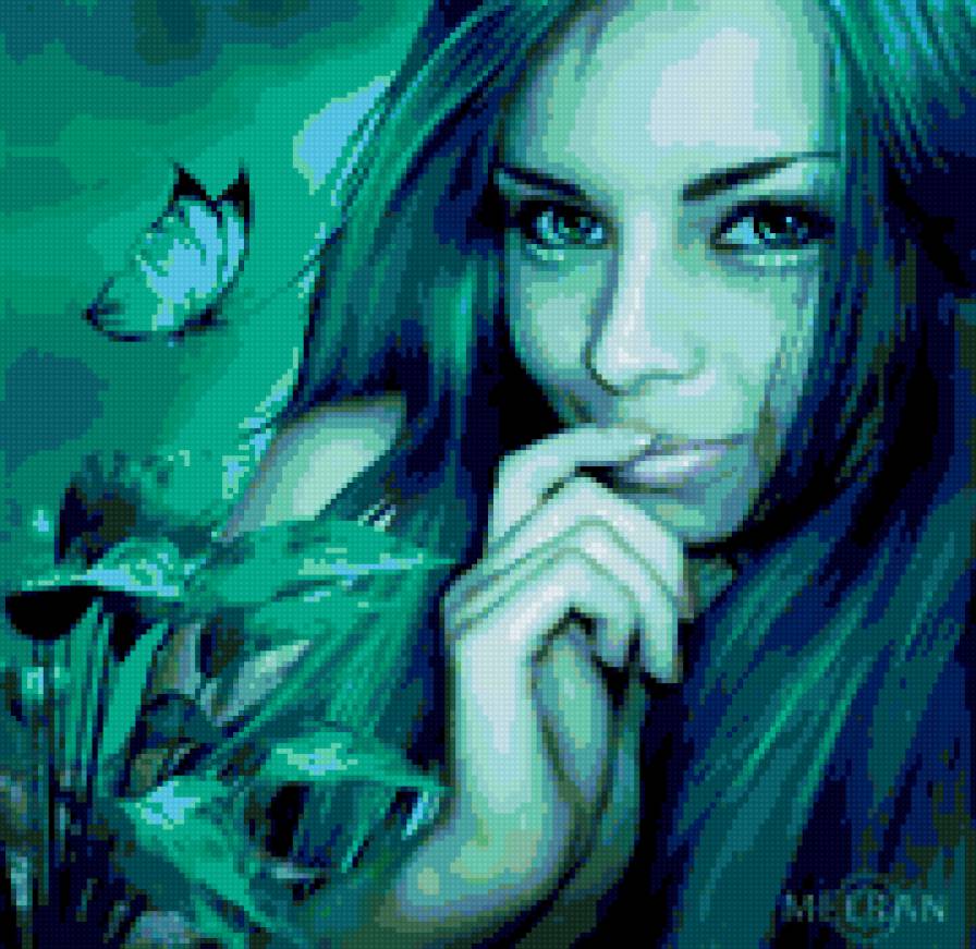 девушка и бабочка - девушка, бабочка, портрет - предпросмотр