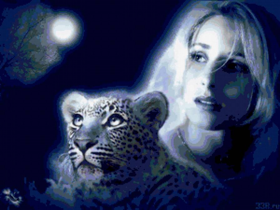 девушка с леопардом - девушка, фентази - предпросмотр