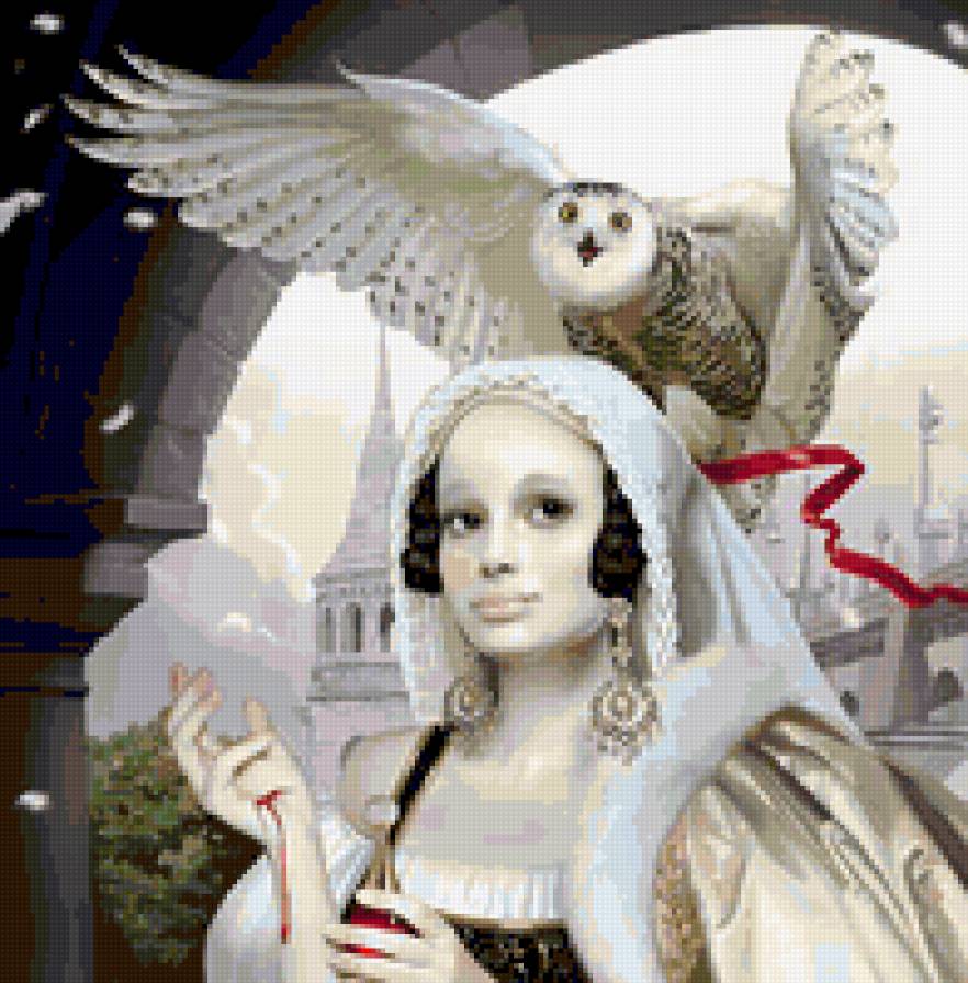 девушка с белой совой - сова, девушка - предпросмотр