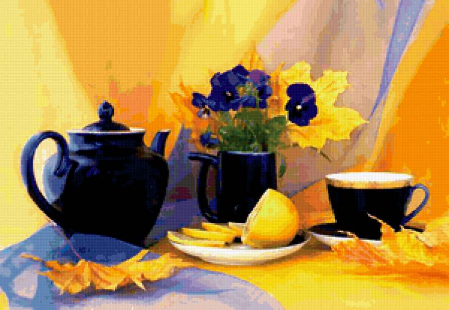 Натюрморт - букет, лимон, натюрморт, цветы в вазе - предпросмотр