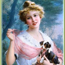 Оригинал схемы вышивки «Дама с собачкой» (№189250)