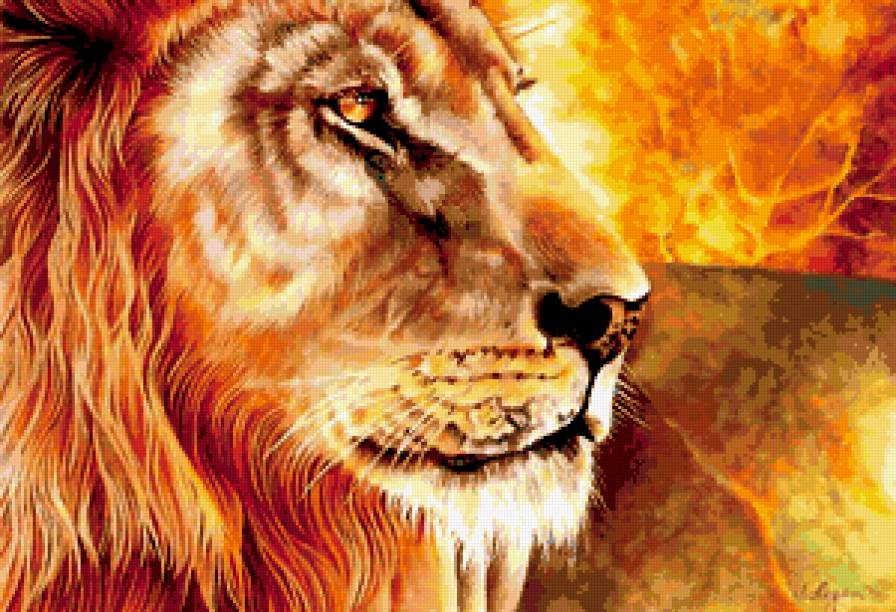 Царь зверей - картина, большие кошки, животные - предпросмотр