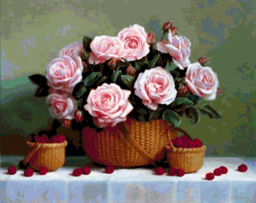 9879765 - корзина, букет, цветок, цветы, ваза, ягоды - предпросмотр