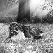 Схема вышивки «волк и девочка»