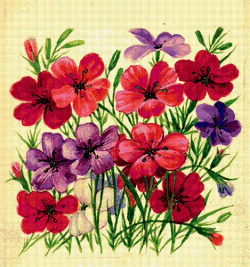 Лен - цветы, живопись - предпросмотр