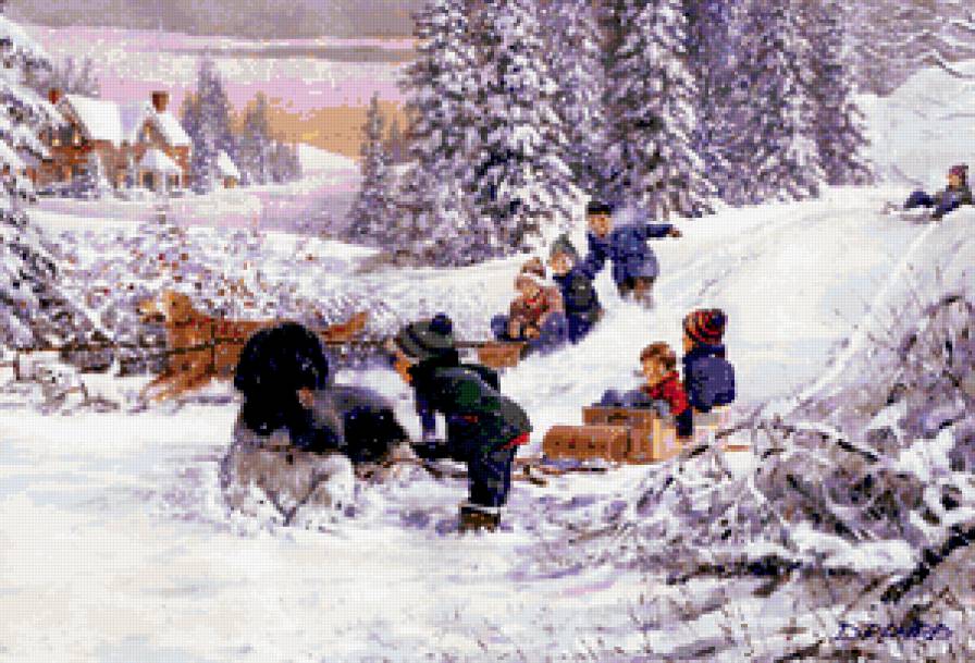 зимние забавы - детвора, забавы, веселье, игры, дети, снег, зима - предпросмотр