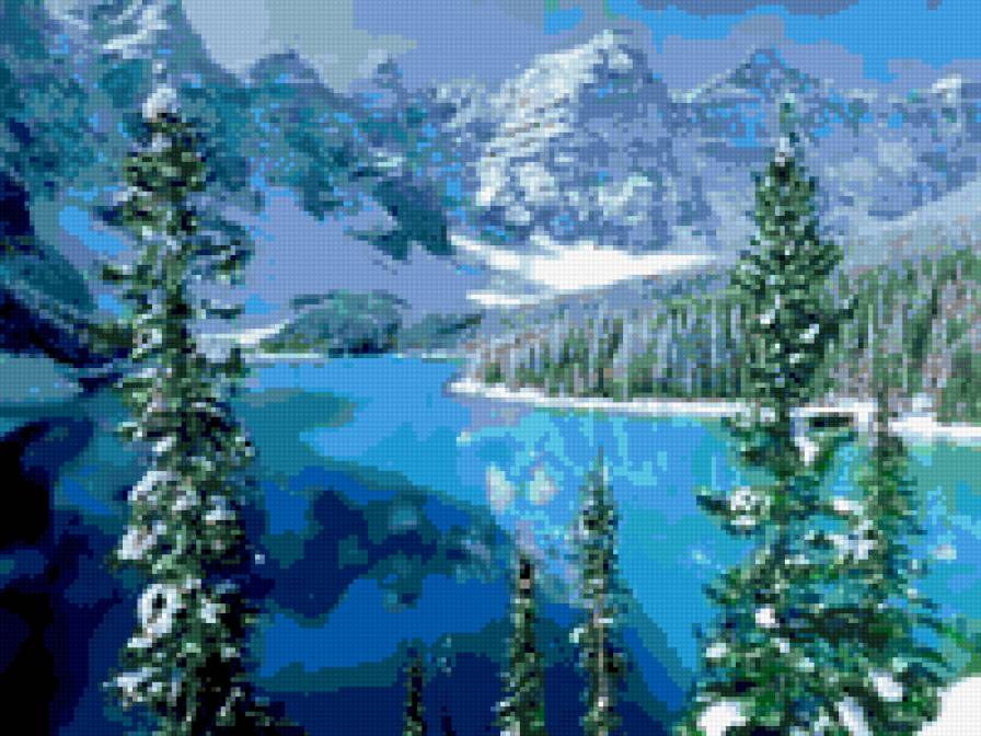 mountains - winter, river, mountains - предпросмотр