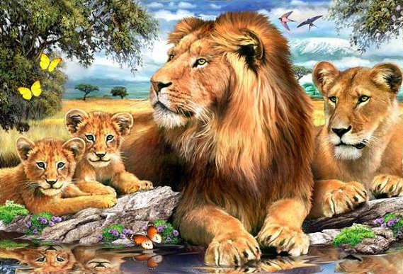 Лев - природа, лев, картина - оригинал