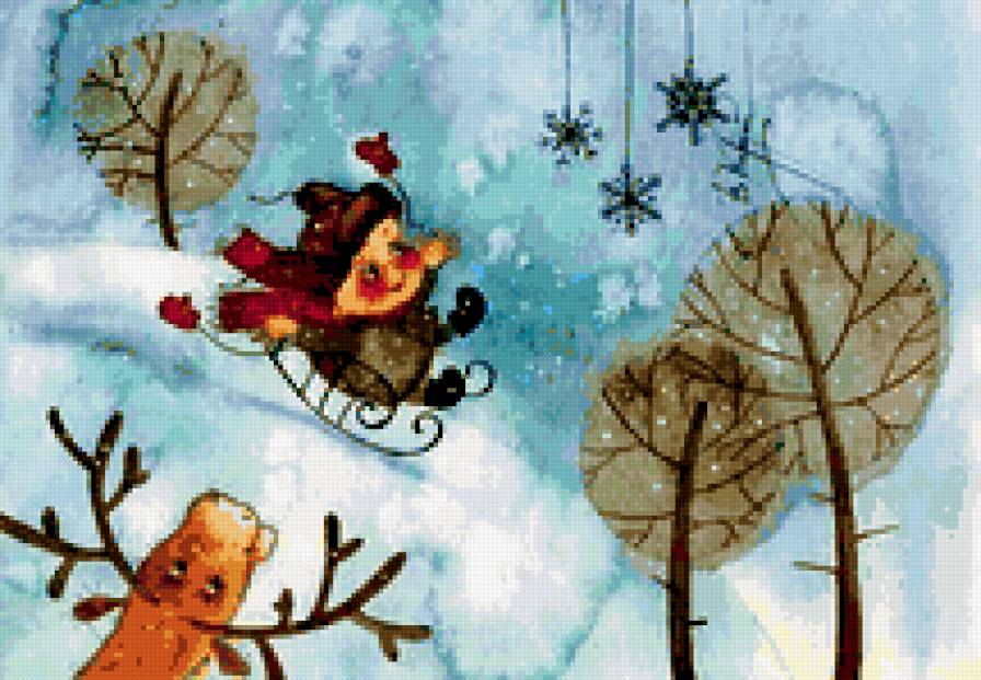 катание на санках - санки, детство, зима - предпросмотр