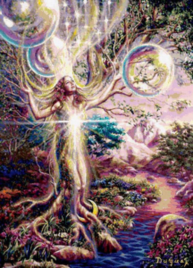 картина - девушка, хаед, фентези, дерево, природа - предпросмотр