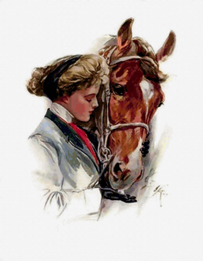 Женщина и лошадь - женщина, лошадь - предпросмотр