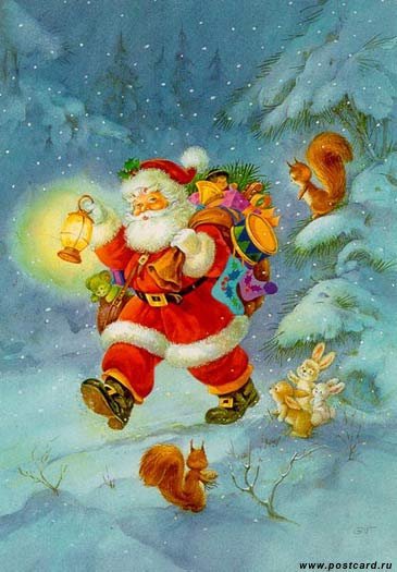 Санта Клаус - зима, санта клаус, новый год, лес - оригинал