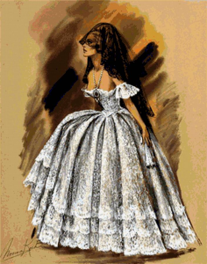 Незнакомка - незнакомка, ретро, дама, вуаль, портрет, женщина, васильки - предпросмотр