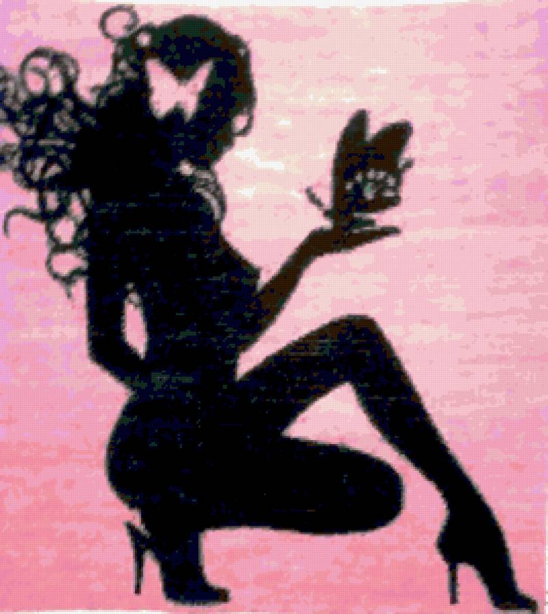 Девушка и бабочка - бабочка, девушка, картина, силуэт - предпросмотр