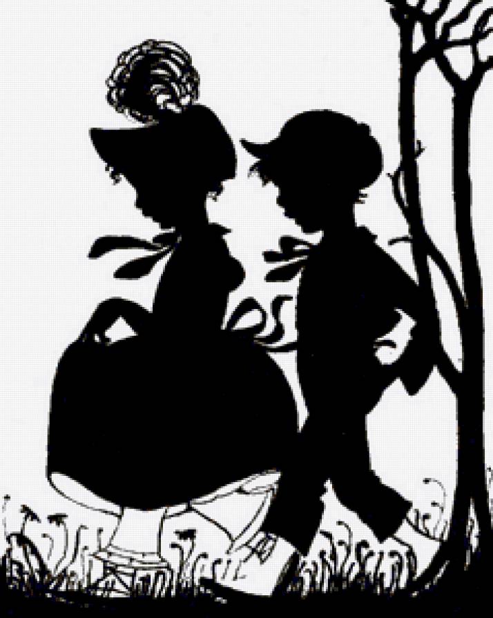 Дети - картина, силуэт, для детей - предпросмотр