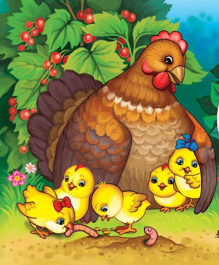Наседка с цыплятами - дети, петушки, цыплята, курочка, птицы, цыпленок, цветы - оригинал