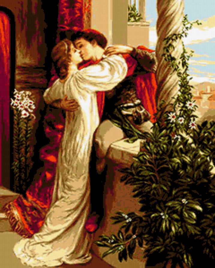 ромео и джульетта - картина, поцелуй, живопись, пара, двое, портрет, чувства, любовь - предпросмотр