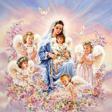 Схема вышивки «Дева Мария и ангелочки»