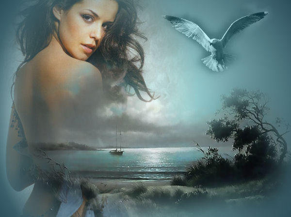 Романтика - чайки, море, девушка - оригинал