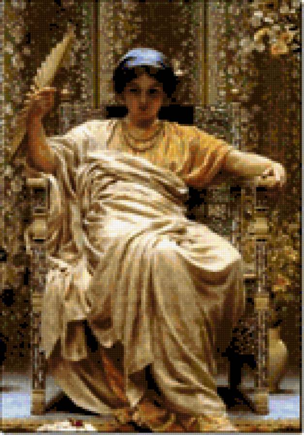 Дама с веером - веер, трон, дама - предпросмотр