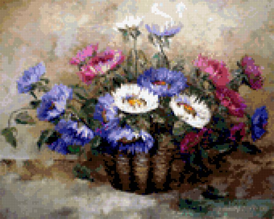 Астры в корзине - астры, цветы - предпросмотр