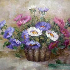 Схема вышивки «Астры в корзине»