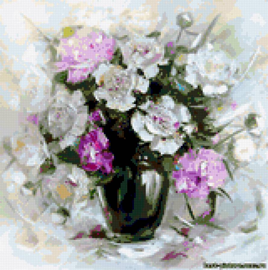 картина белые пионы - цветы, пионы - предпросмотр