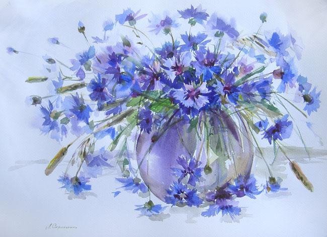 васельки в вазе - цветы, васельки - оригинал