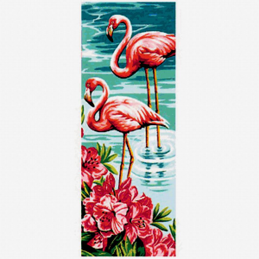 фламинго - птицы, вода цветы - предпросмотр