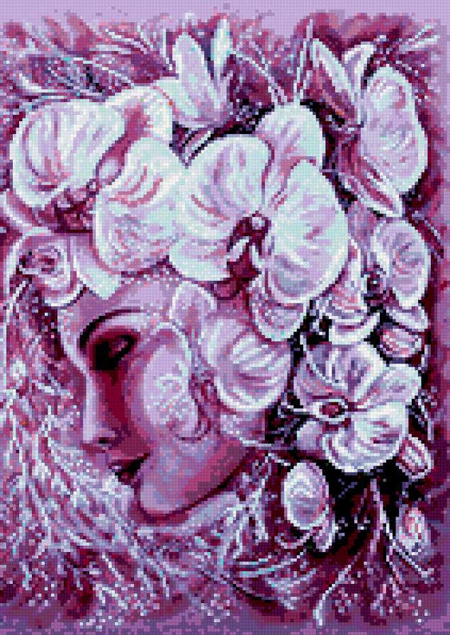 ДИПТИХ   "Две мелодии" - женщина- зпгадка, орхидея, музыка орхидей, лицо женщины - предпросмотр